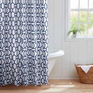 Blue Lattice Polyester Shower Curtain