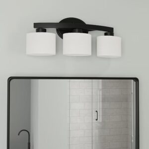 3-Light Matte Black Vanity Light – 21.5 in