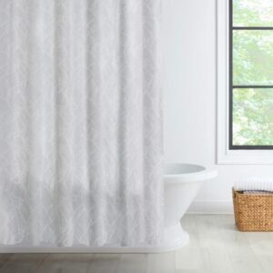 Gray Floral Mildew-Resistant PEVA Curtain