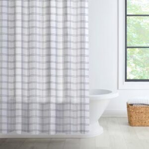 Gray Plaid Mildew-Resistant PEVA Curtain