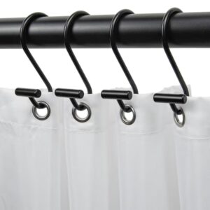 Matte Black Stainless Curtain Hooks – 12 Pack
